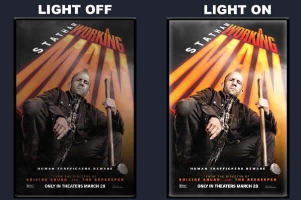 A Working Man LED Backlit Poster Frame – Statham Promo Pose Wall Art Display