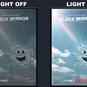 Black Mirror LED Backlit Poster Frame Cracked Glass Smiley Wall Art Display