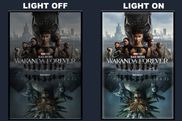 Black Panther: Wakanda Forever LED Backlit Poster Frame – Marvel Superhero Action Wall Art