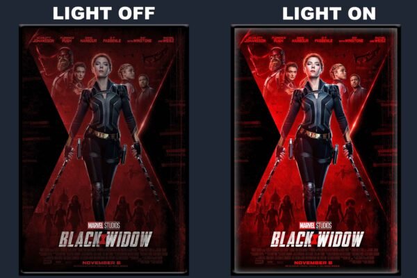 Black Widow LED Backlit Poster Frame – Marvel Superhero Action Wall Art