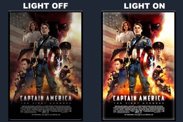 Captain America: The First Avenger LED Backlit Poster Frame – Marvel Superhero Action Wall Art