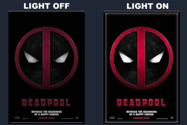 Deadpool LED Backlit Poster Frame – Marvel Superhero Action Wall Art
