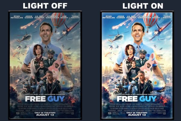 Free Guy LED Backlit Poster Frame – Action Comedy Sci-Fi Movie Art
