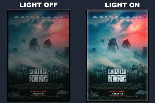 Godzilla Vs Kong LED Backlit Poster Frame – Monster Action Blockbuster Wall Art