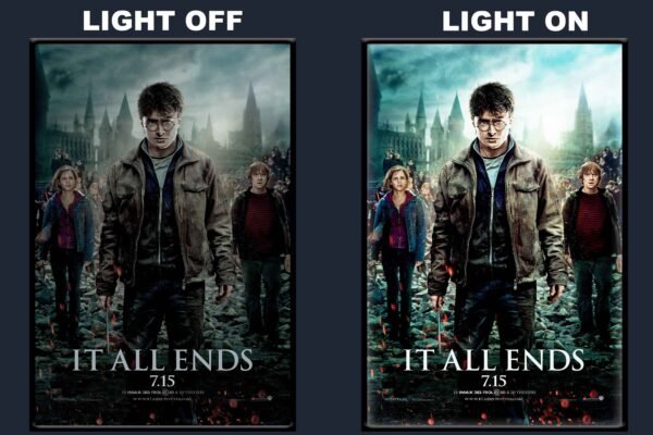 Harry Potter And The Deathly Hallows Part II LED Backlit Poster Frame – Wizarding World Fantasy Movie Art