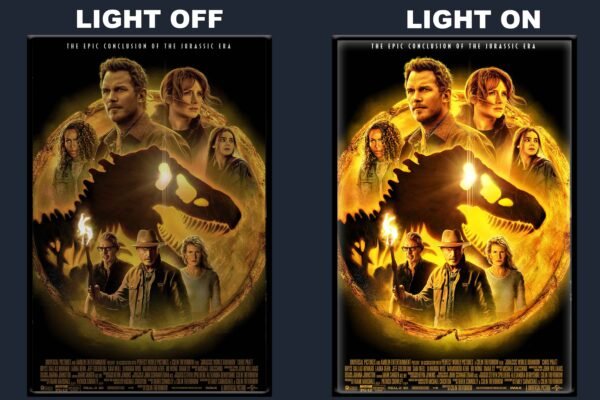 Jurassic World Dominion LED Backlit Poster Frame – Sci-Fi Adventure Action Movie Art
