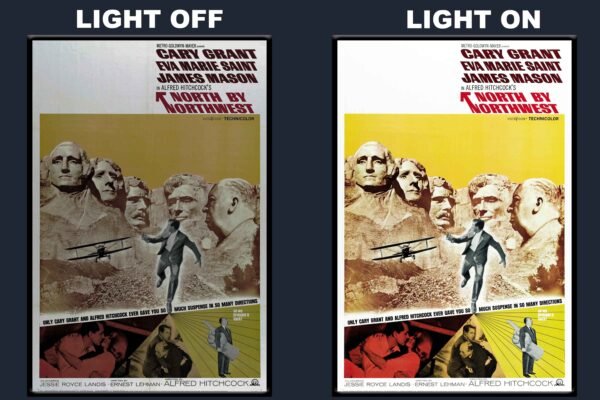 North By Northwest LED Backlit Poster Frame – Hitchcock Classic Thriller Movie Art