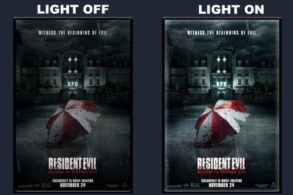 Resident Evil: Welcome To Raccoon City LED Backlit Poster Frame – Horror Action Movie Art