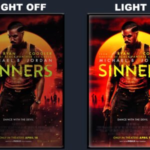 Sinners LED Backlit Poster Frame – Michael B Jordan with Gun Wall Art Display