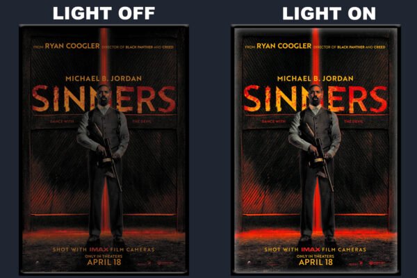 Sinners Movie LED Backlit Poster Frame  Michael B Jordan Standing Wall Art Display