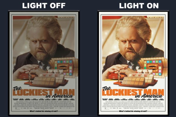 The Luckiest Man in America LED Backlit Poster Frame Poker Table Wall Art Display